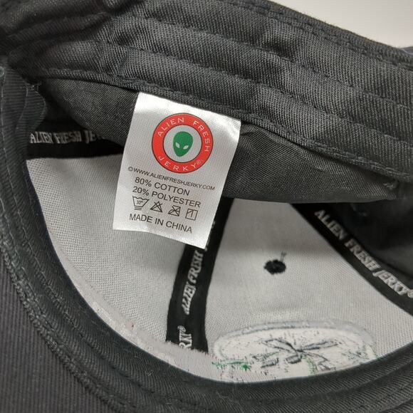 Area 51 Slideback Baseball Cap Black One Size Embroidered Alien Fresh Jerky - Picture 9 of 9